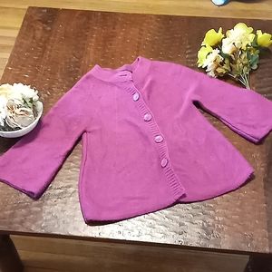 Women's Pink Ashley Judd Wool Blend Button Down Sweater,Size M